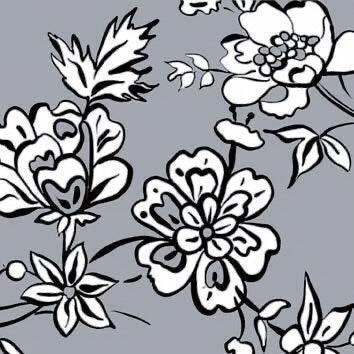 Blue/Black/White Flowers Cocktail Napkin