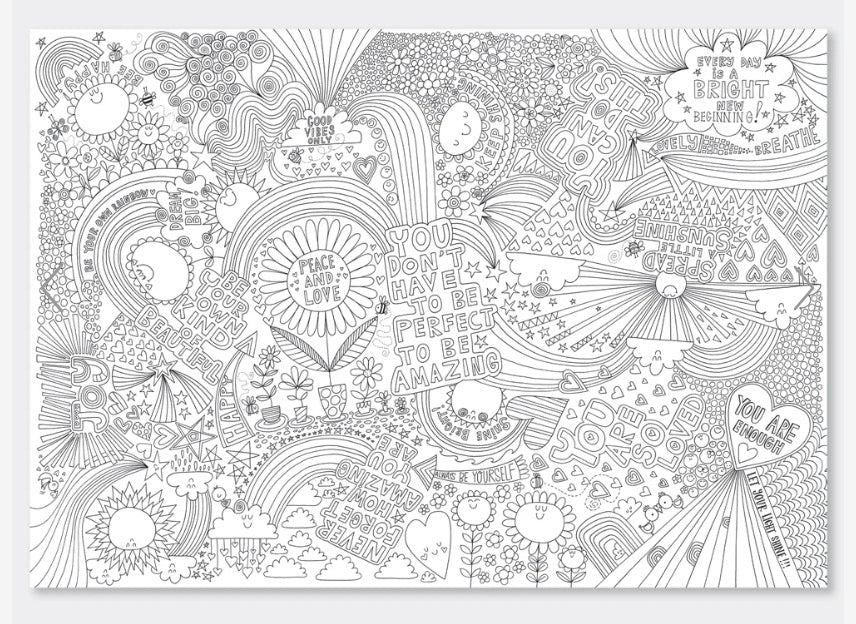Rachel Ellen Positive Vibes Colouring Poster
