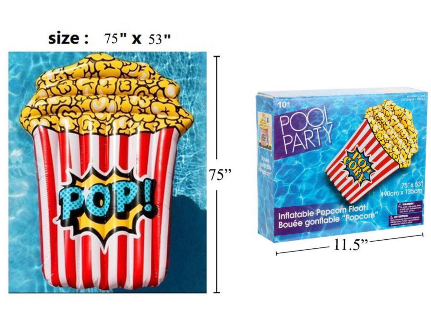 Pool Party Inflatable Popcorn Float