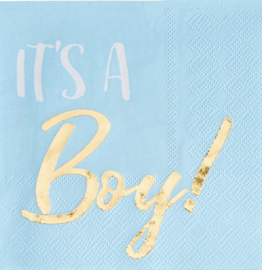 Oh Baby "It's a Boy" Square Paper Disposable Beverage Napkins