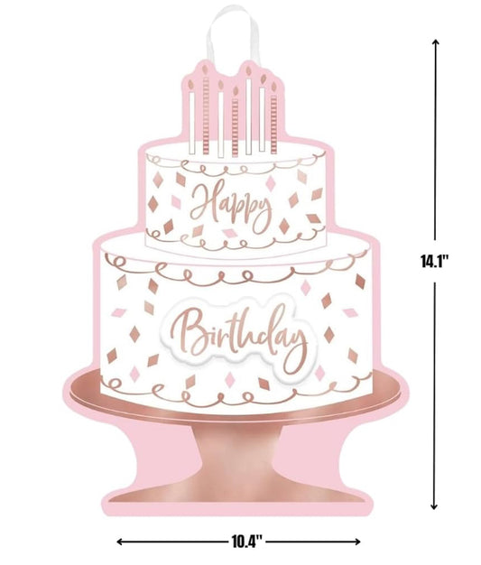 Elegant Blush Pink Birthday Cardboard Sign - 14.1" x 10.4" (Pack of 1) - Ideal Decoration for Parties & Celebrations