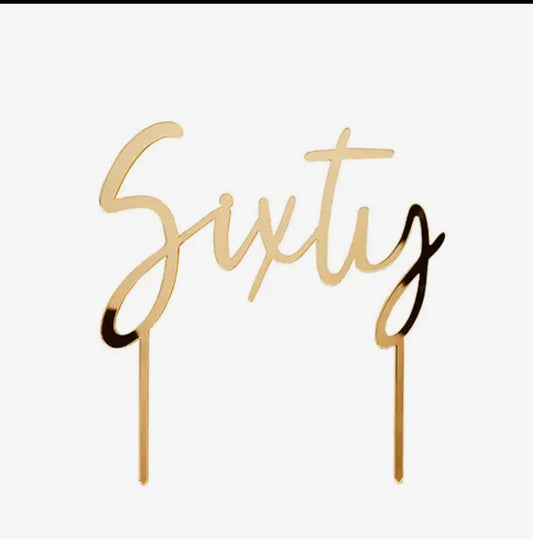 Gold 'sixty' Acrylic Cake Topper