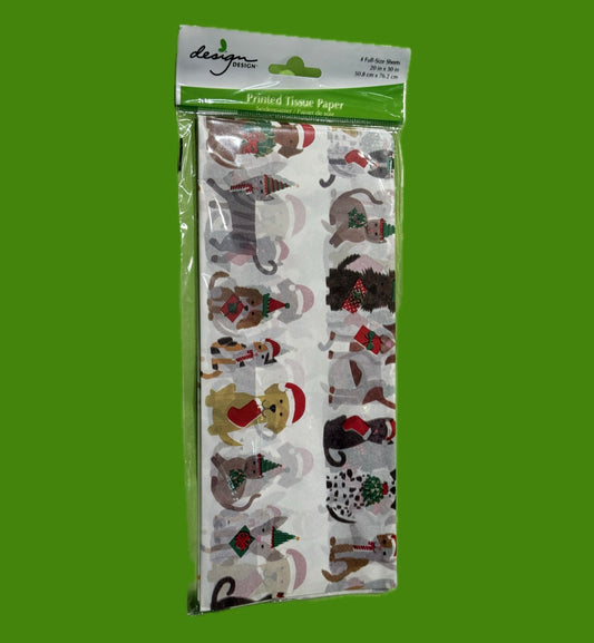 Christmas puppies - printed tissue paper