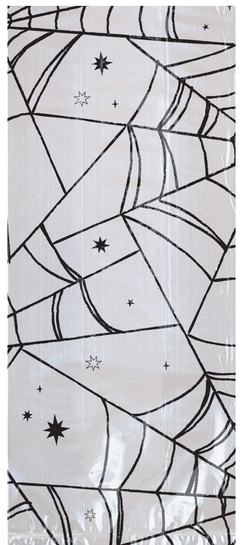 Spider Web Cello Bag, Clear/Black, 9-in, 20-pk, for Halloween