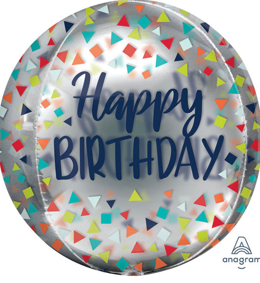 15" Happy Birthday Celebrate Orbz Clear Foil Balloon