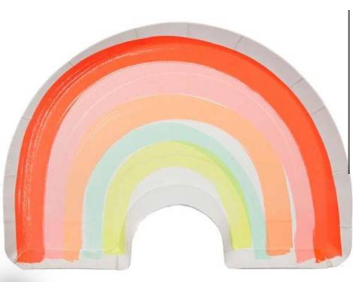 Watercolor Rainbow Large Paper Plates - 12 Pack