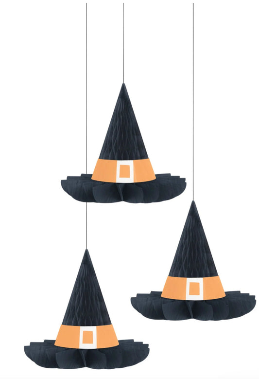Witch Hat Paper Hanging Decorations, 3 Count
