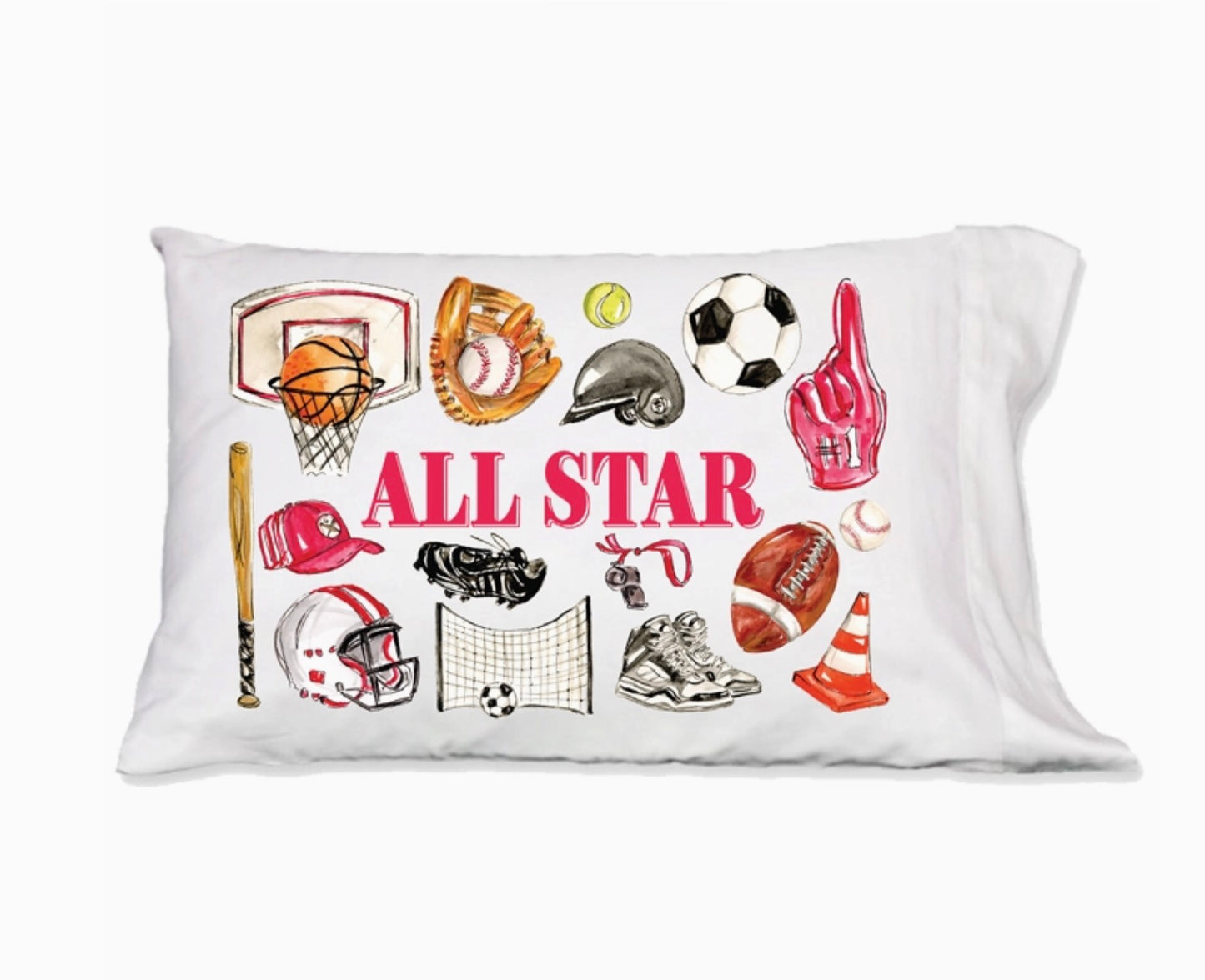 Handpainted All Star Sports Pillowcase