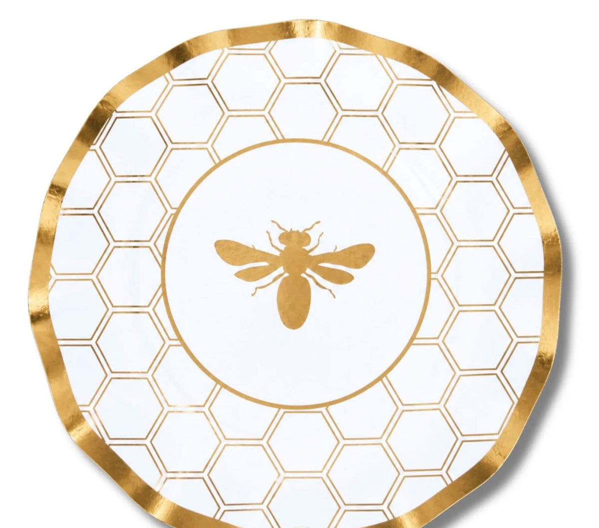 White Honeybee Dinner Plates/8pk 8 inch