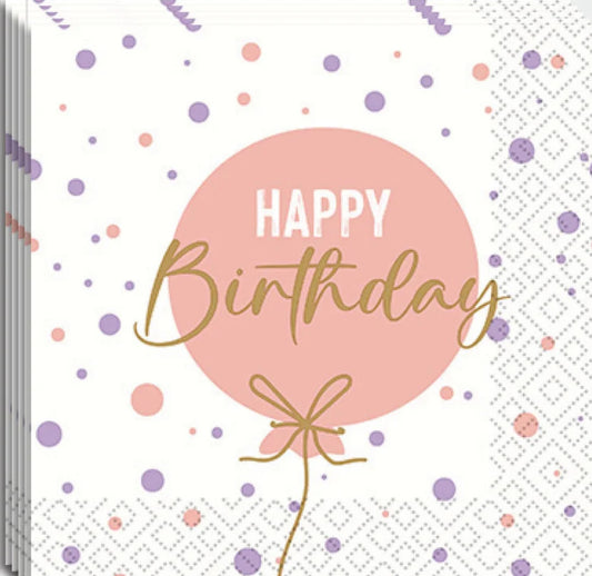 B-day Balloon Pink Luncheon Napkin