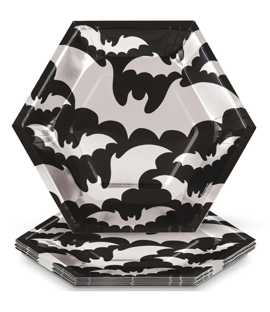 Silver Bats Halloween Plates