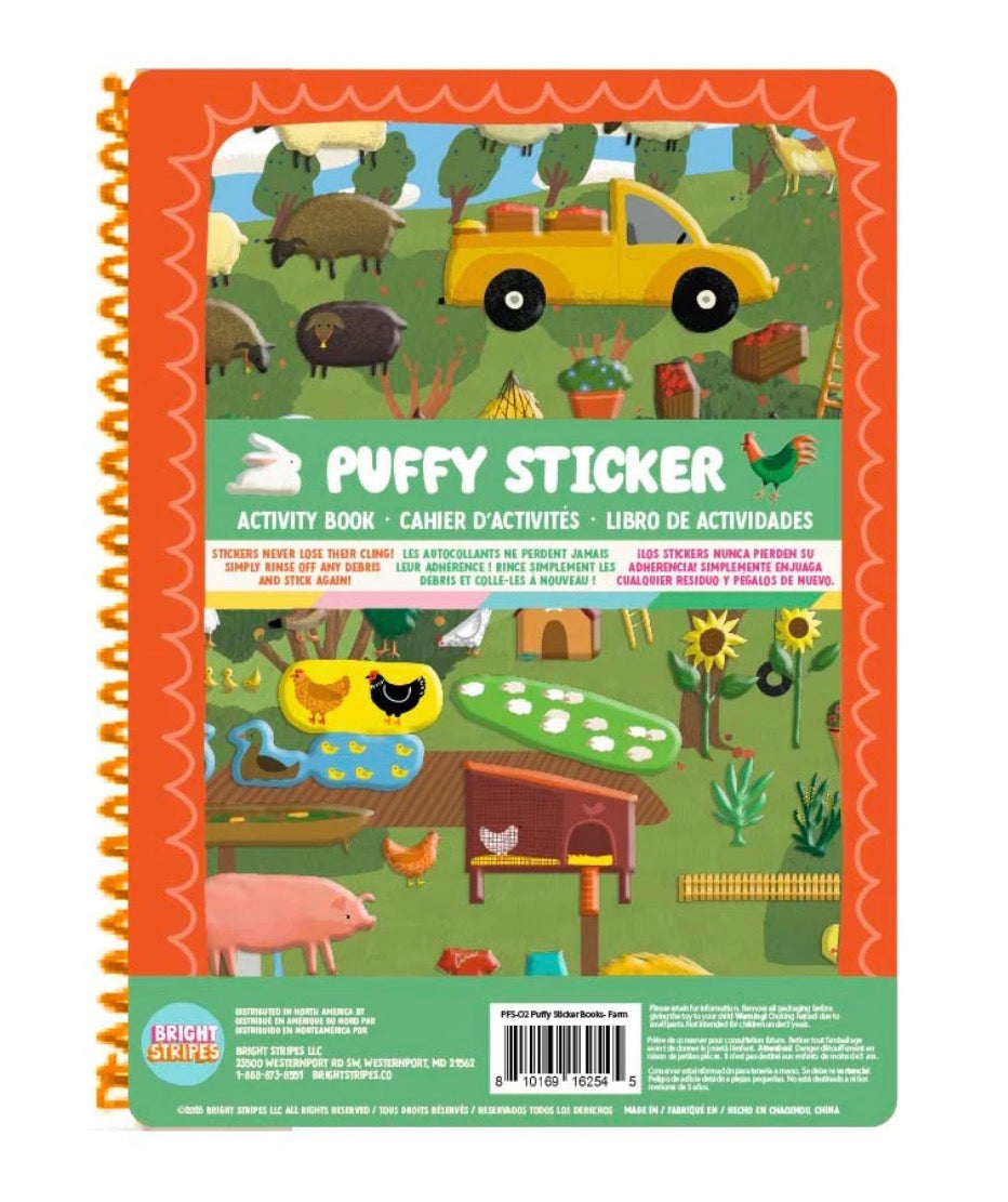 Brights Stripes Puffy Sticker Book - Farm