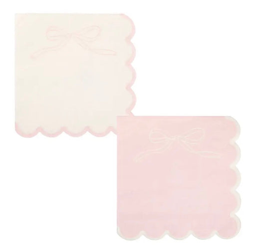 Pink dainty bow cocktail napkin