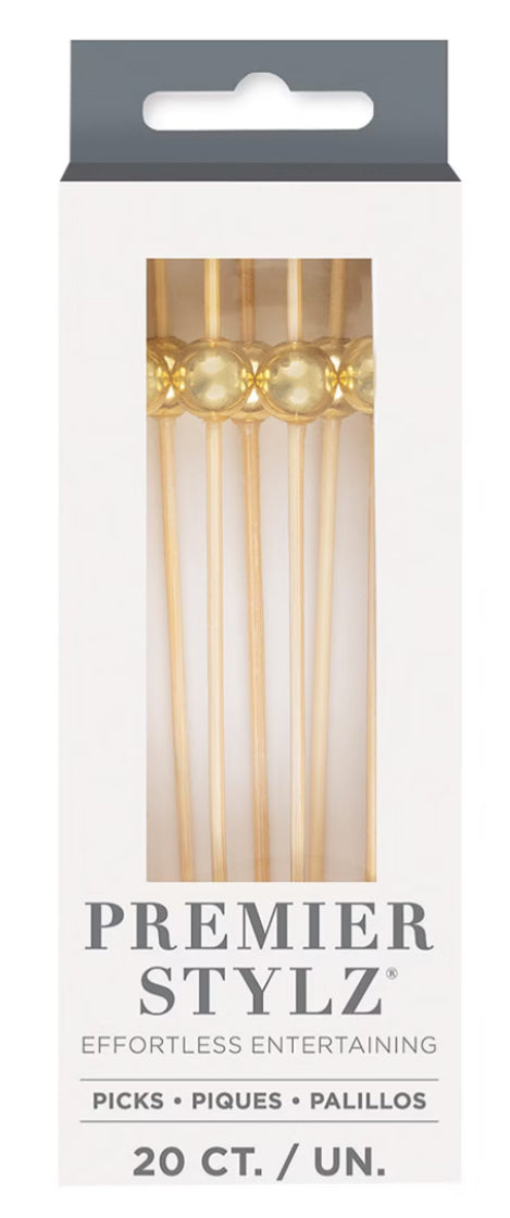 Gold cocktail picks 20 ct