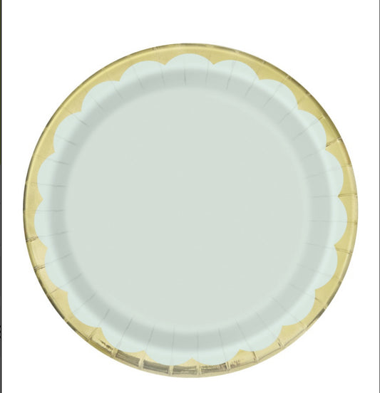 Scalloped Gold with Light Blue plates