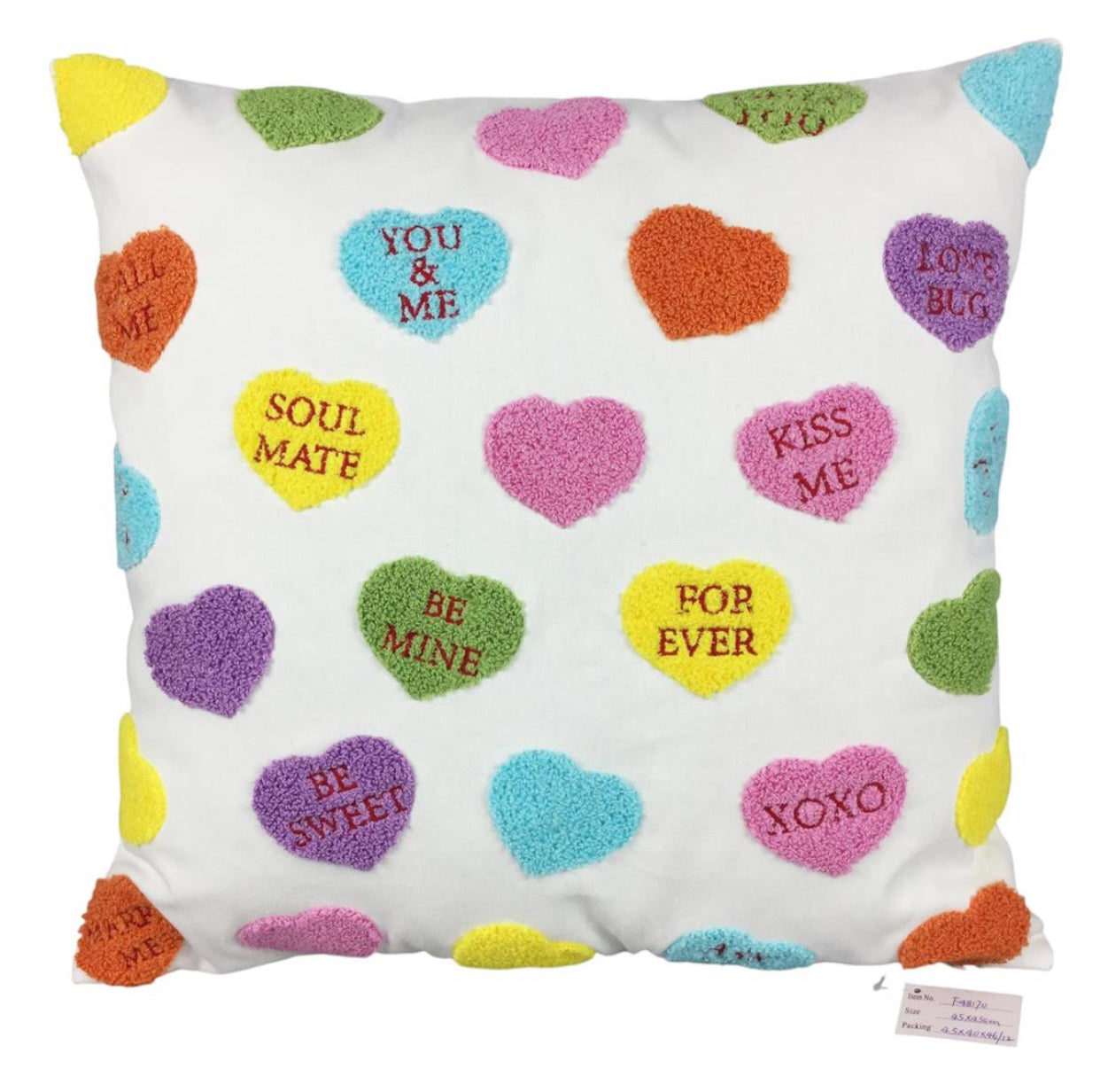 Candy Hearts Embrodiery Pillow