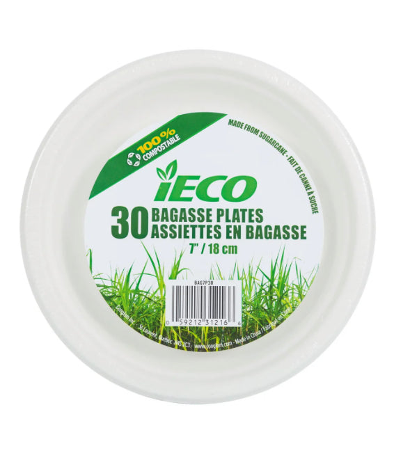 iEco 30 Bagasse Plates 7in