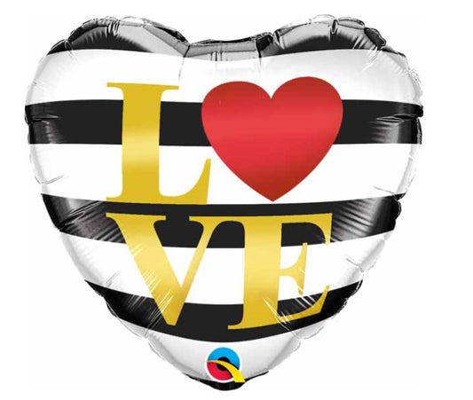 Love Stripped Heart Foil Balloon