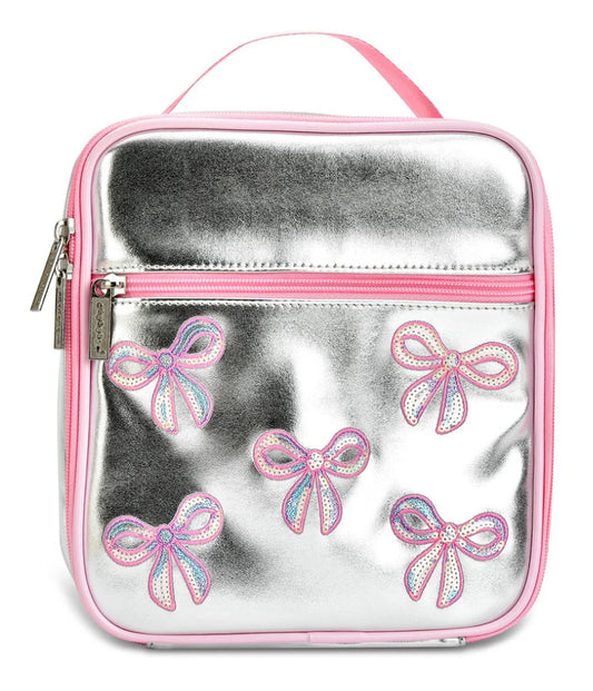 Silver Sequin Bows Lunch Tote