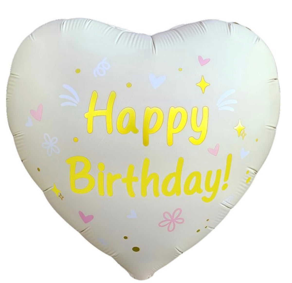 18" Happy Birthday Matte Cream Heart Balloon