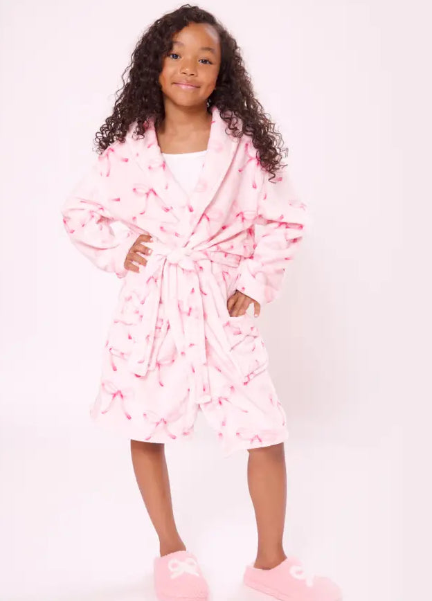 FLEECE PRINTED BATHROBE - BOW