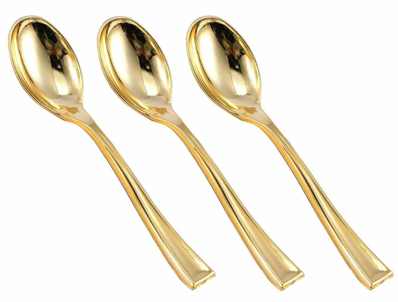 Gold plasticware tea spoon