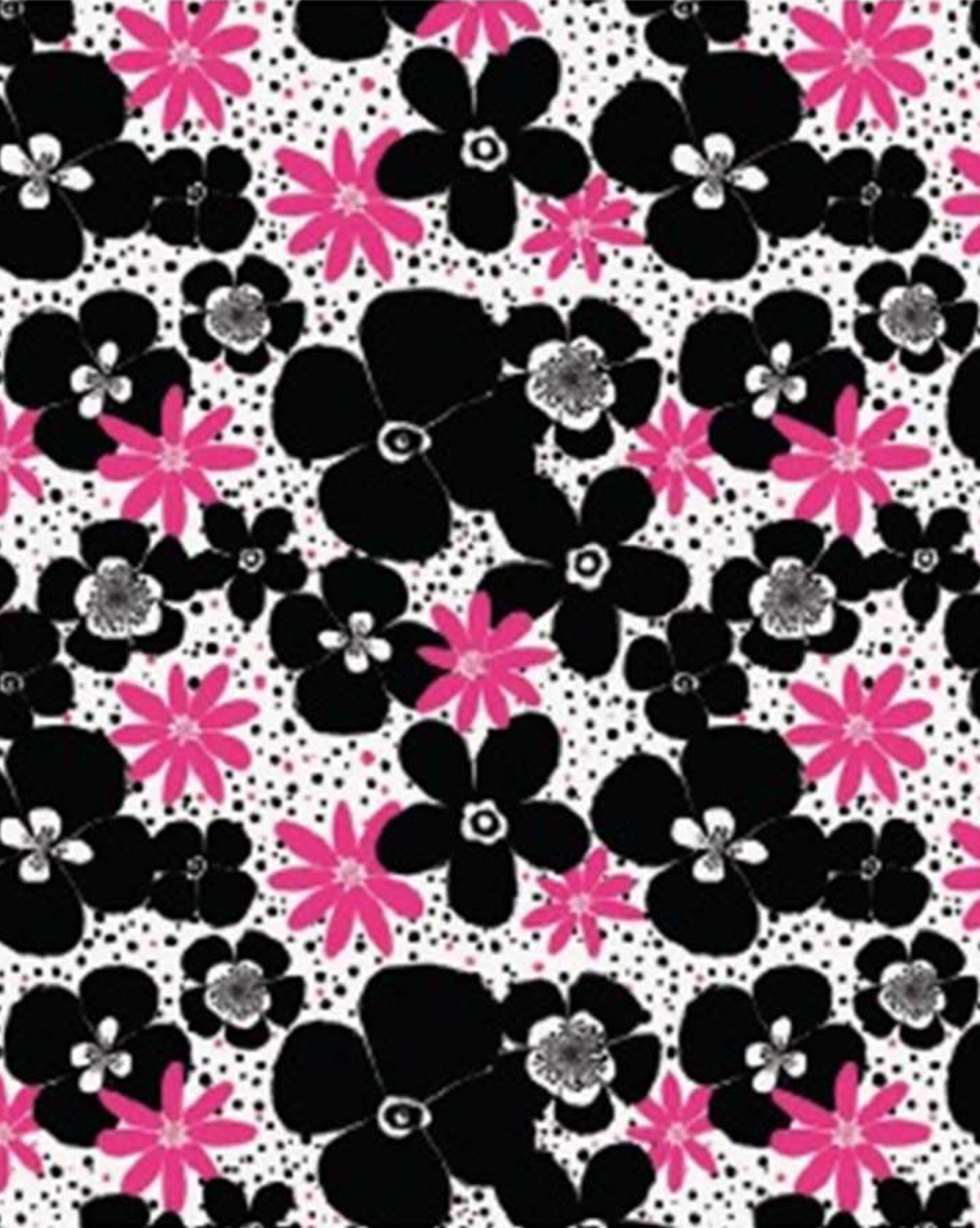 Black/White/Pink Flower Wrapping Paper