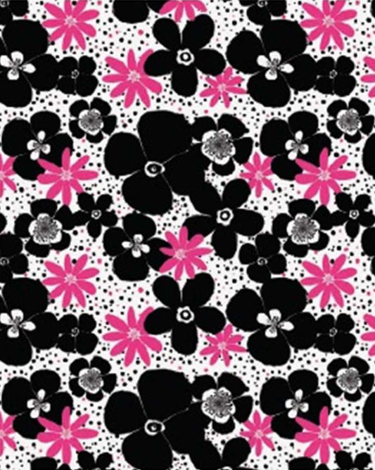 Black/White/Pink Flower Wrapping Paper