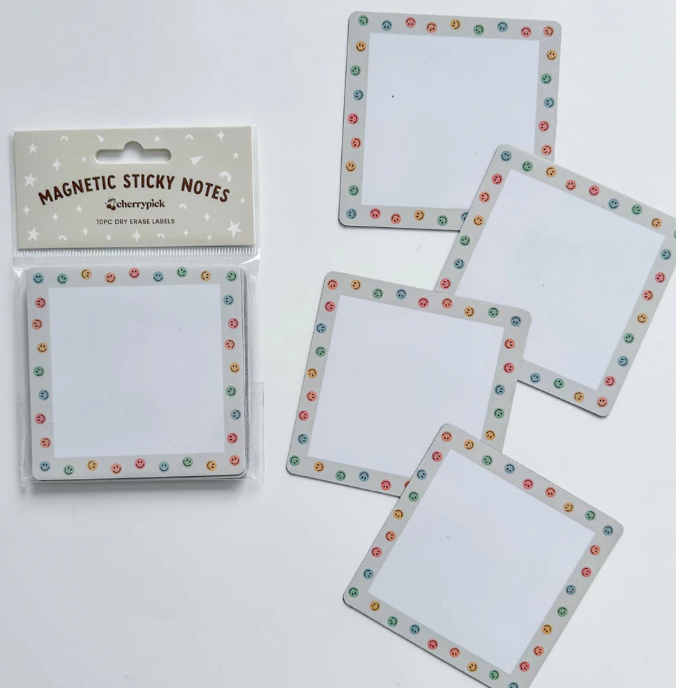Magnetic Sticky Notes smiley  (10pc Dry Erase Labels)