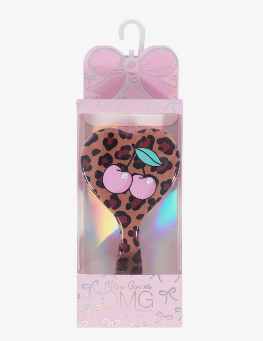 Cherry Leopard Print Hair Brush