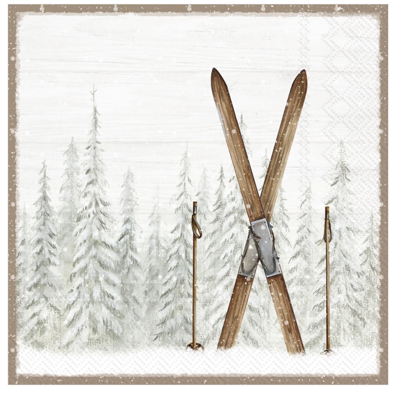 Nordic Winter Ski Light Brown Napkins