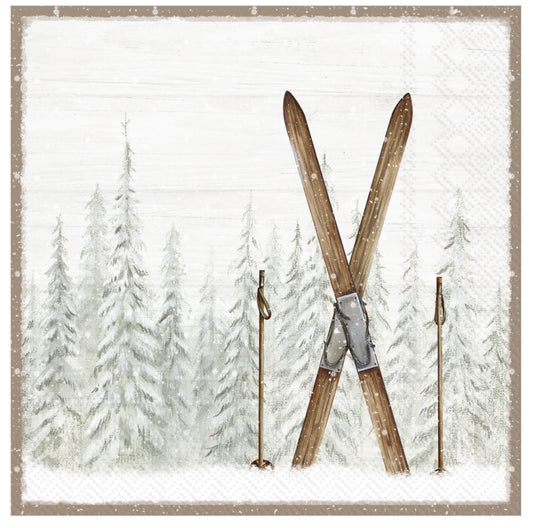 Nordic Winter Ski Light Brown Napkins