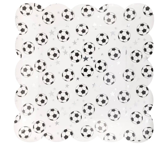 Scattered soccer dinner paper plate