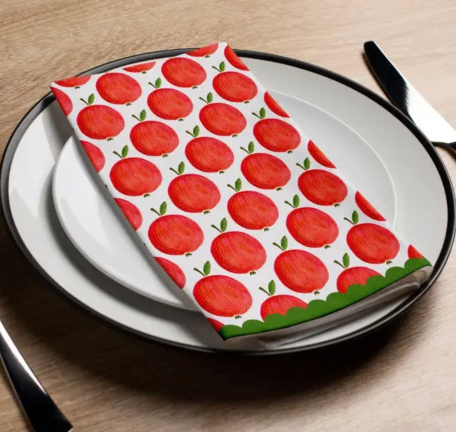 Scalloped apples guest towel