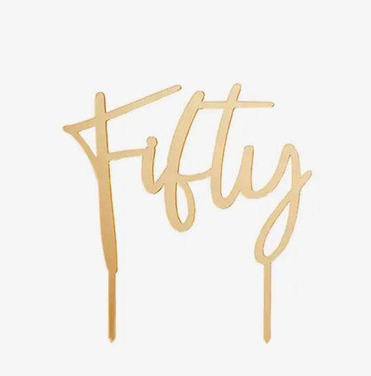 Gold 'fifty' Acrylic Cake Topper