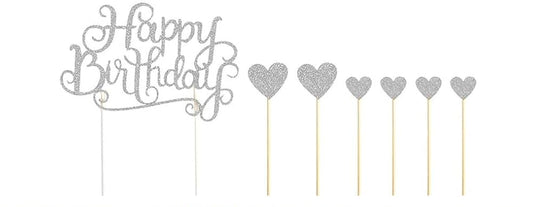 HBD CAKE TOPPER - SILVER