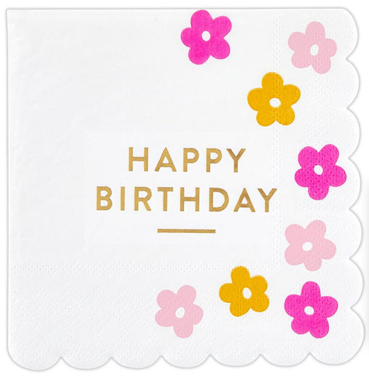 Happy Birthday Scalloped Cocktail Napkin