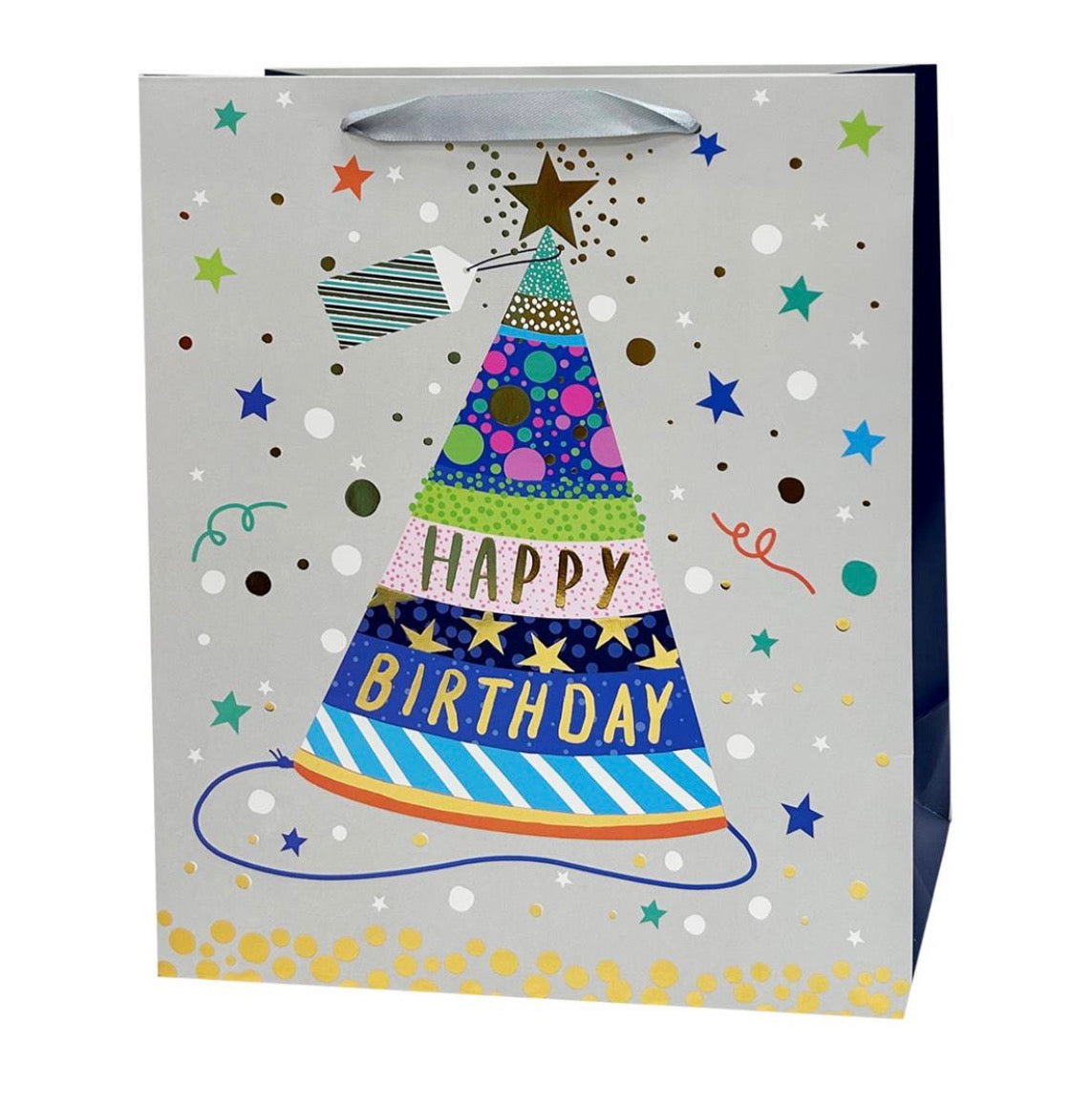 Jumbo size Birthday Hat, Glitter paper bag