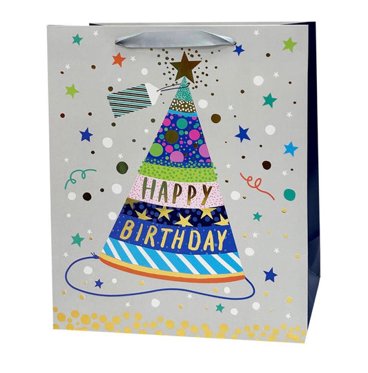 Jumbo size Birthday Hat, Glitter paper bag