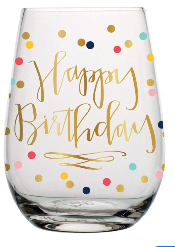 Happy Birthday Dots Glass