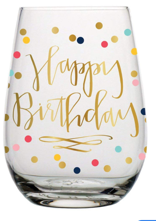 Happy Birthday Dots Glass