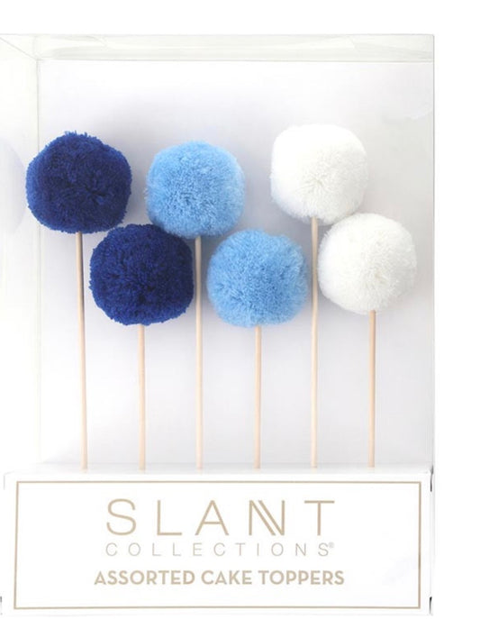 Pom Pom Cake Topper - Blue Coastal