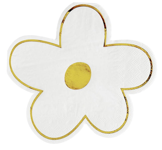 Flower White Cocktail Napkin