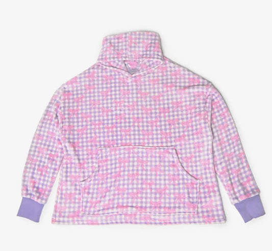 Purple Gingham Bows Cozy Hoodie