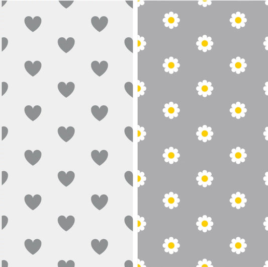 Reversible Daisy/Heart Wrapping Paper
