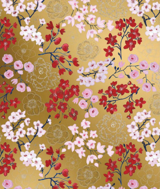Gold Flowers Wrapping Paper