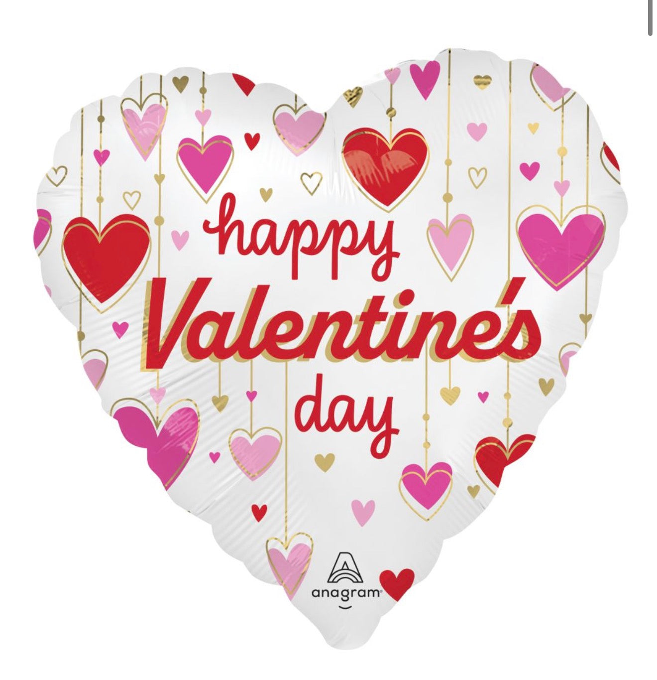 Standard Happy Valentines Day Satin Dangling Hearts Balloon