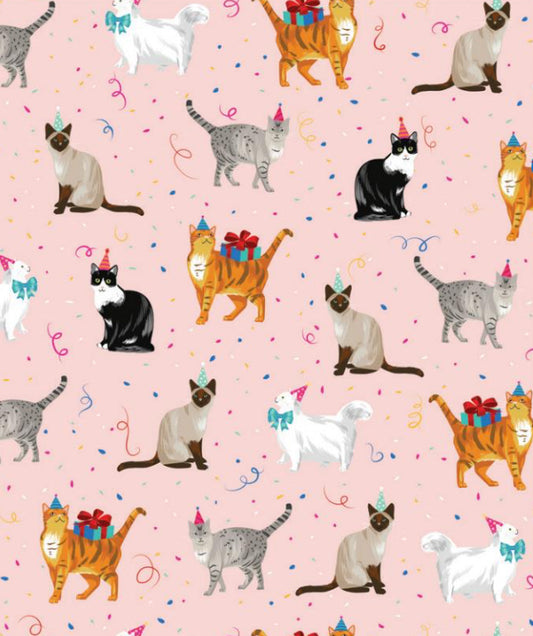 Pink Party Cats Wrapping Paper