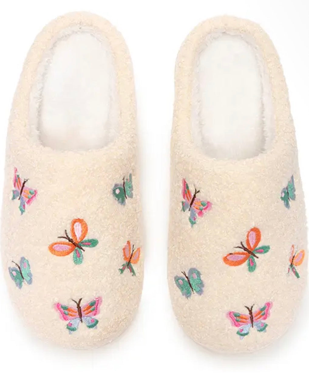 Indoor / Outdoor Slippers - Fluttering Butterflies - Cream