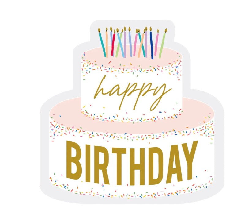Happy Birthday Cake Shaped Paper Napkins 20Pk Multi
